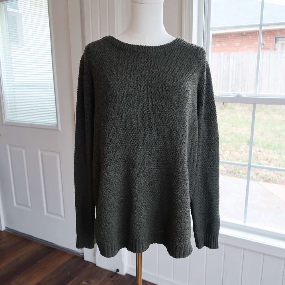 Womens Crewneck Knit Sweater XL Olive Green Cozy Earthy Capsule Goblincore Fairy